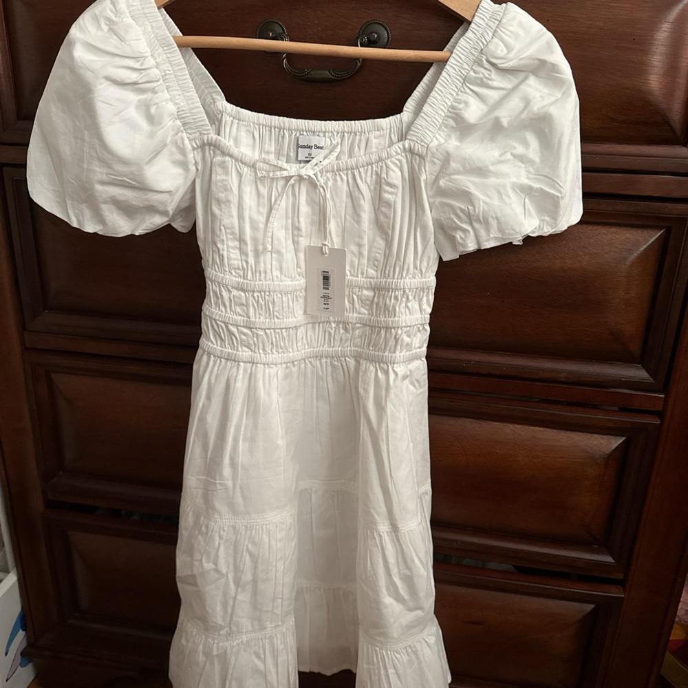 Aritzia Sunday Best Martine Poplin Puff Sleeve Dress
